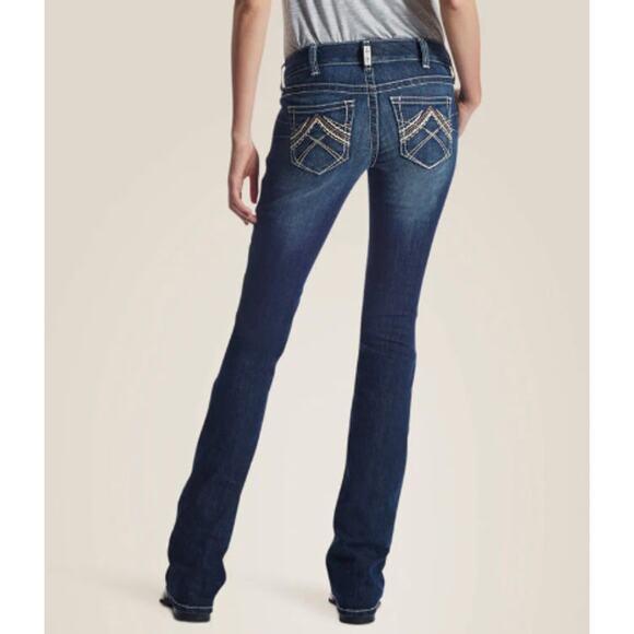 Ariat Women's REAL Low Rise Stretch Rosy Whipstitch Boot Cut Jean Lakeshore 33R - Picture 1 of 9